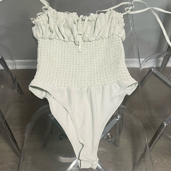 Forever 21 Blue Smocked Ruched Bodysuit - Picture 1 of 3